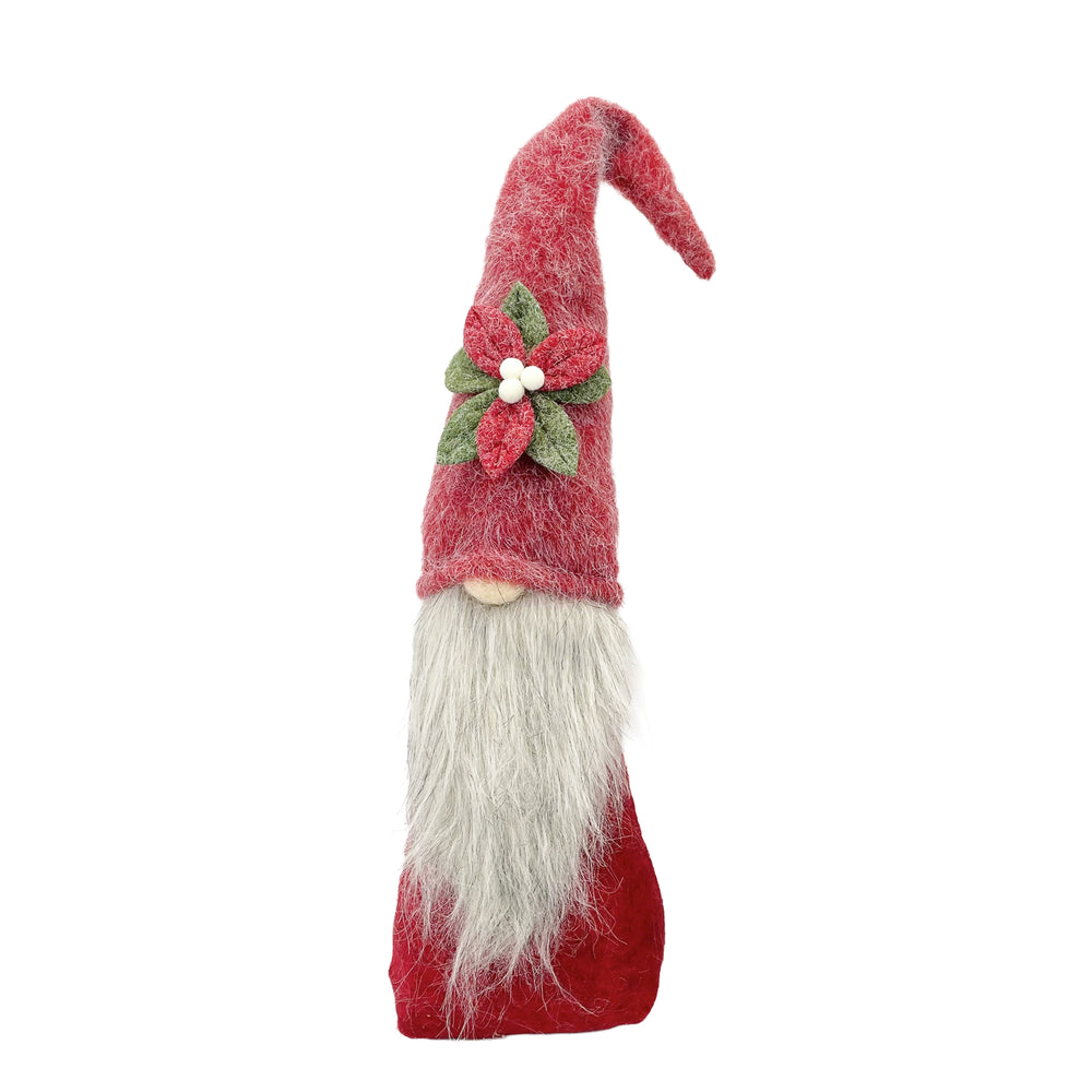 Gnome with Poinsettia Beanie - Red