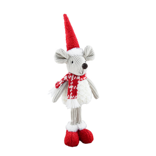 Standing Mouse with Beanie & Scarf - Red