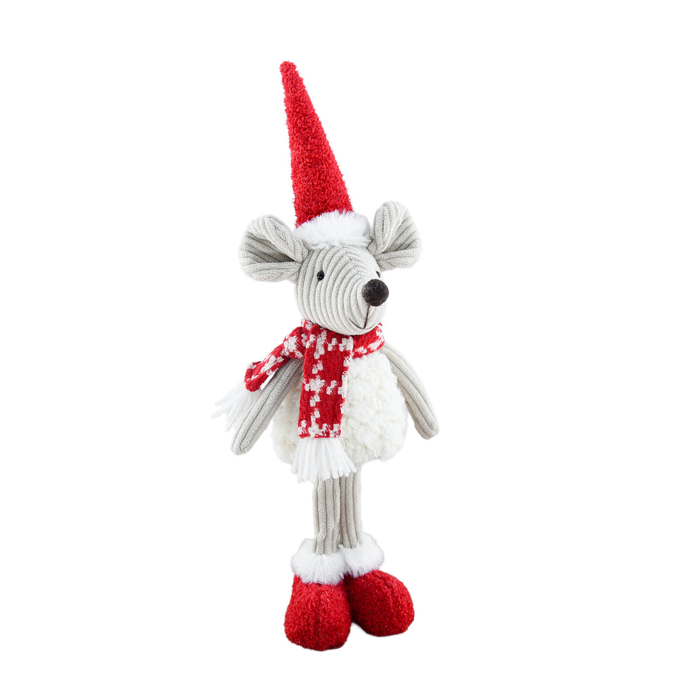Standing Mouse with Beanie & Scarf - Red