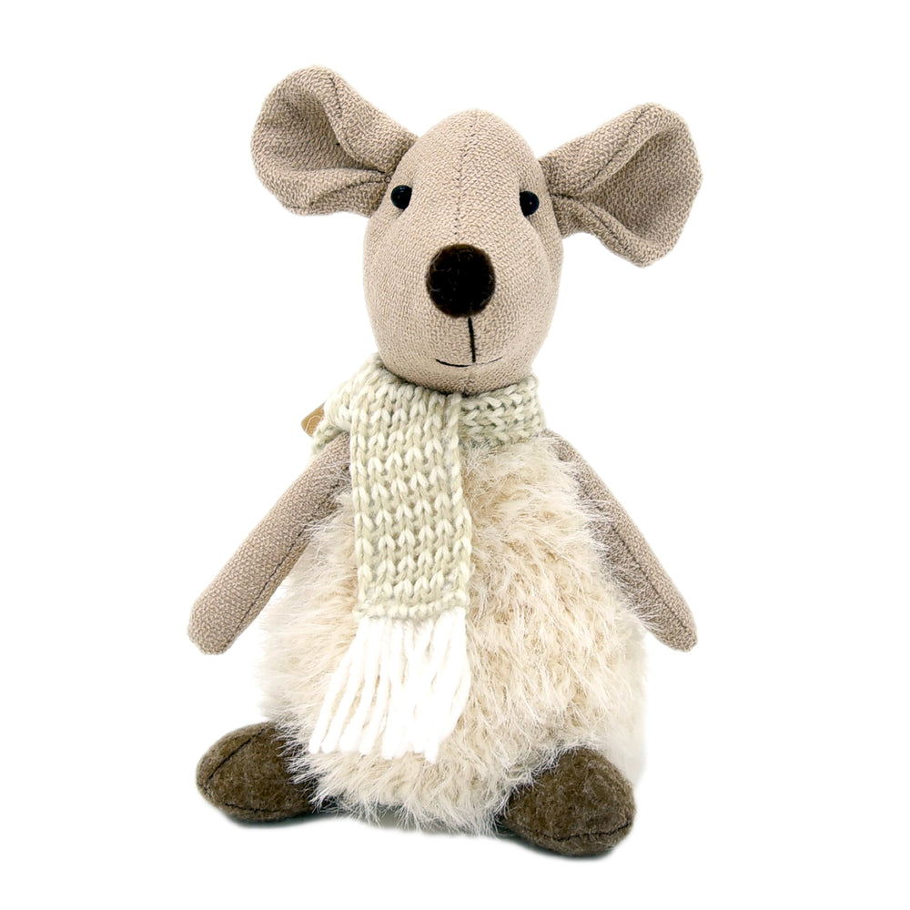 Souris assise - Crème et beige