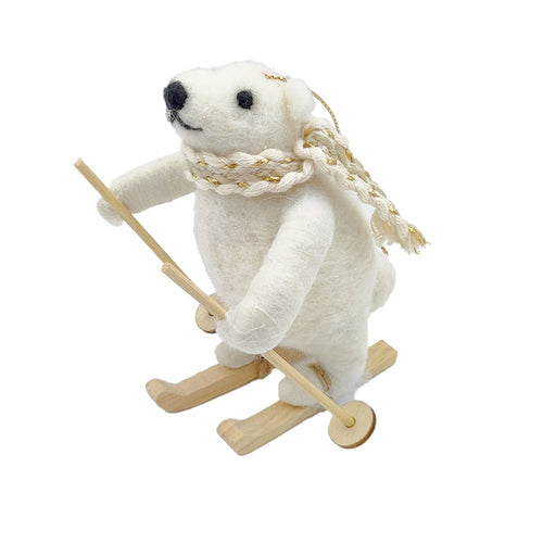 Polar bear ornament - On skis