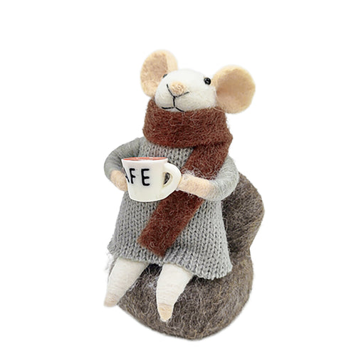 Ornament - Sitting Mouse & Coffee