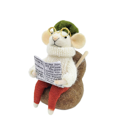 Ornament - Sitting Mouse & Book