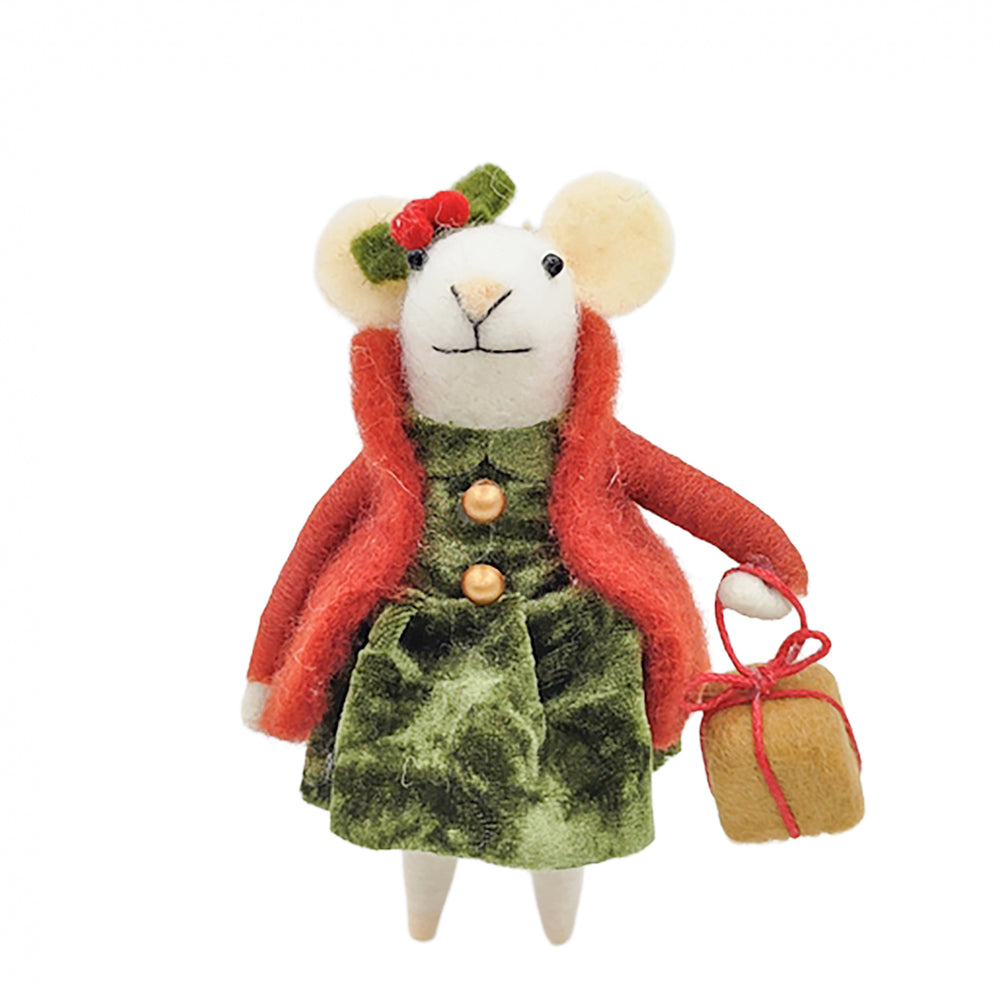 Ornement - Souris robe verte