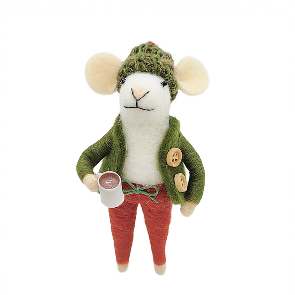 Ornament - Green Beanie Mouse