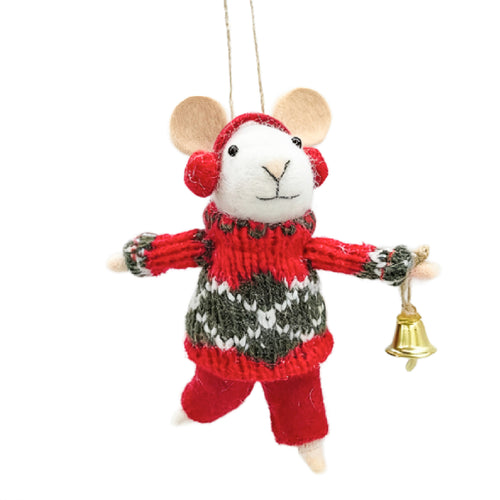 Ornament - Red Mouse & Bell