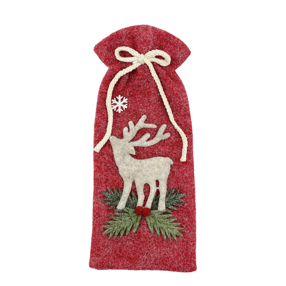 Red Wine Bag with Reindeer