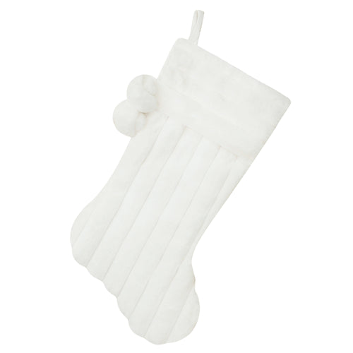 Bas de Noël blanc avec pompons