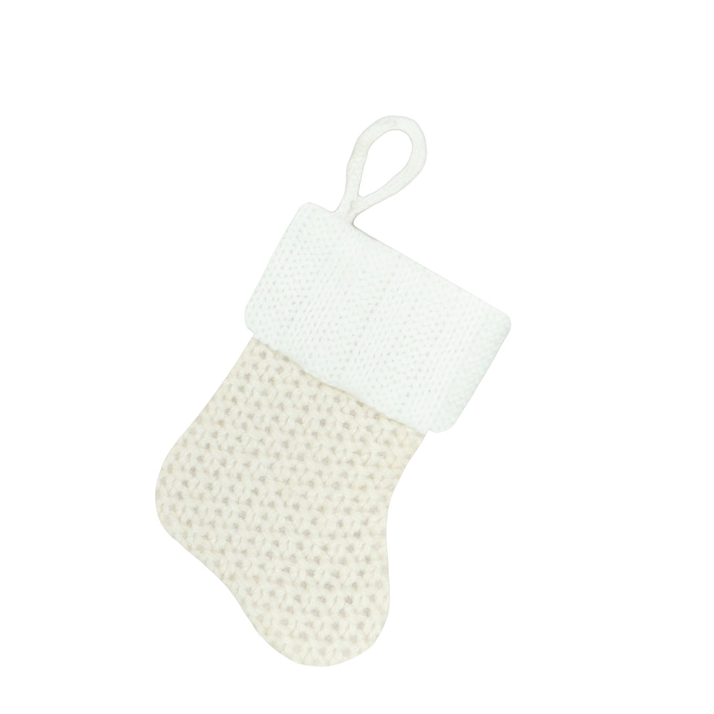 Ornament - Mini Ivory Christmas Stocking
