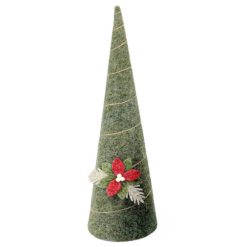 Sapin vert avec poinsettia - Grand
