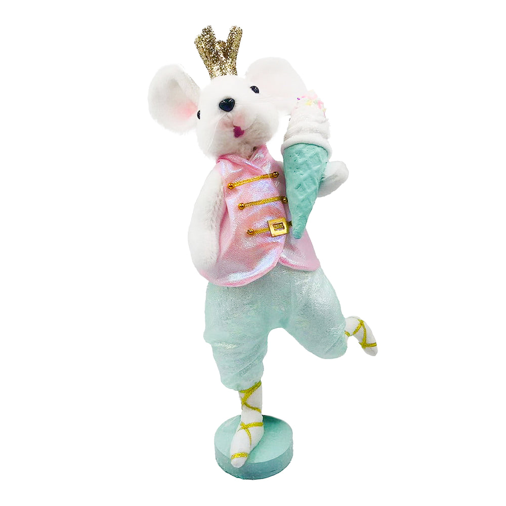 Souris debout - Rose et bleu avec cornet