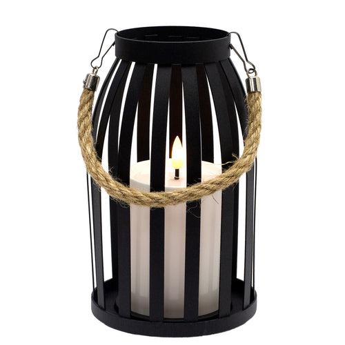 Lanterne noire avec chandelle LED - 5x8