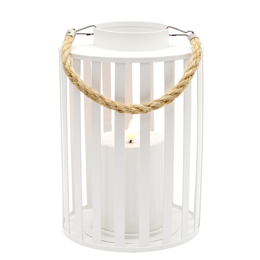 White lantern with LED candle - 6x8