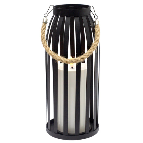 Lanterne noire avec chandelle LED - 5x11