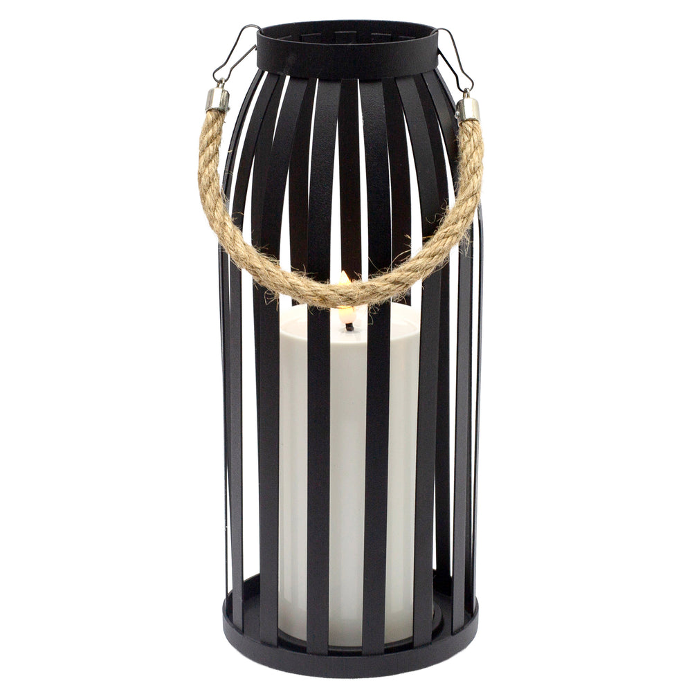Lanterne noire avec chandelle LED - 5x11
