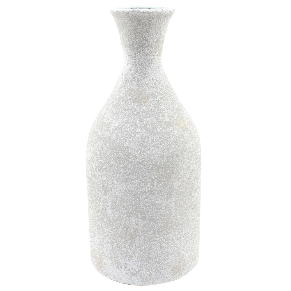 Long stone effect vase - White