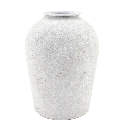 Vase arrondi effet pierre - Blanc