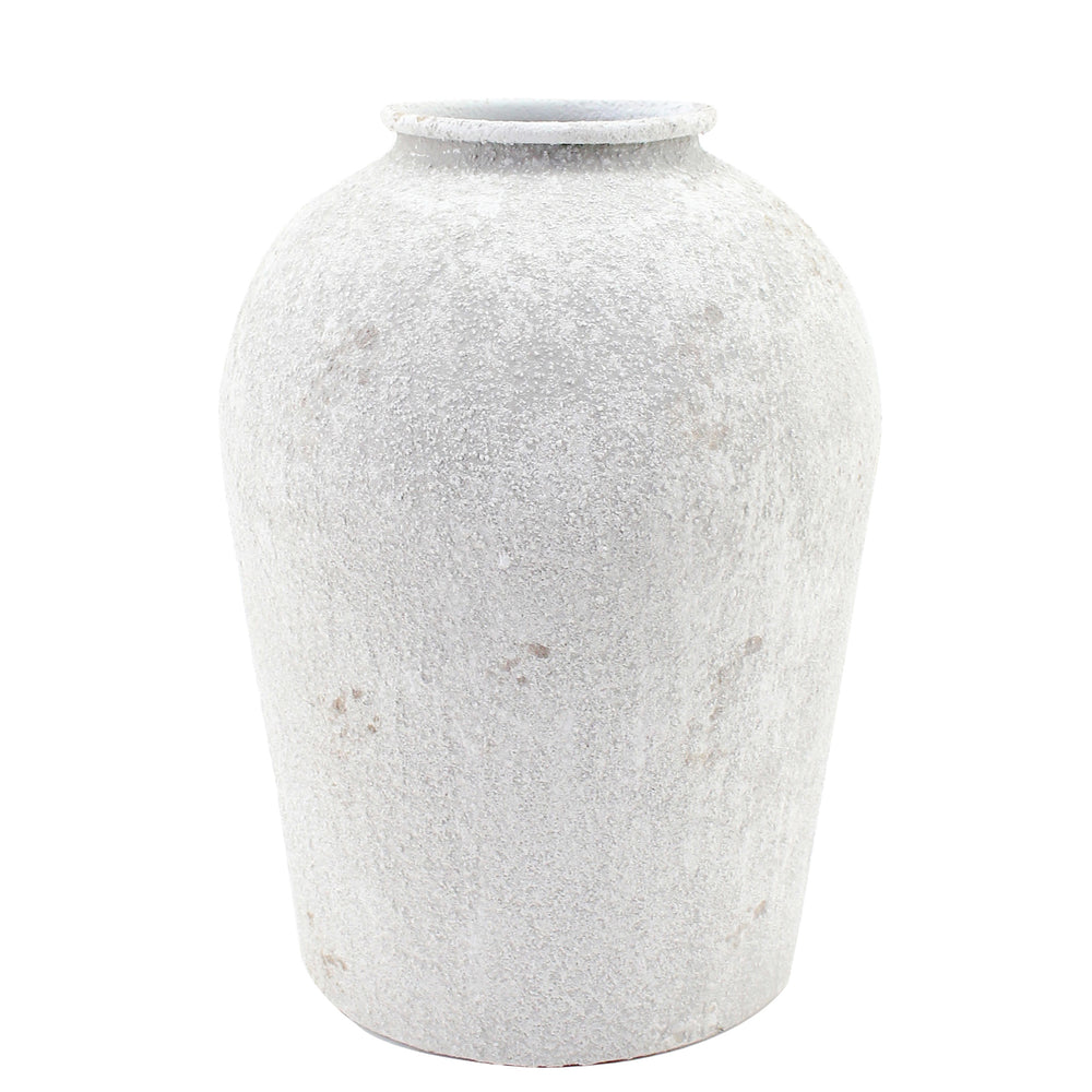 Vase arrondi effet pierre - Blanc