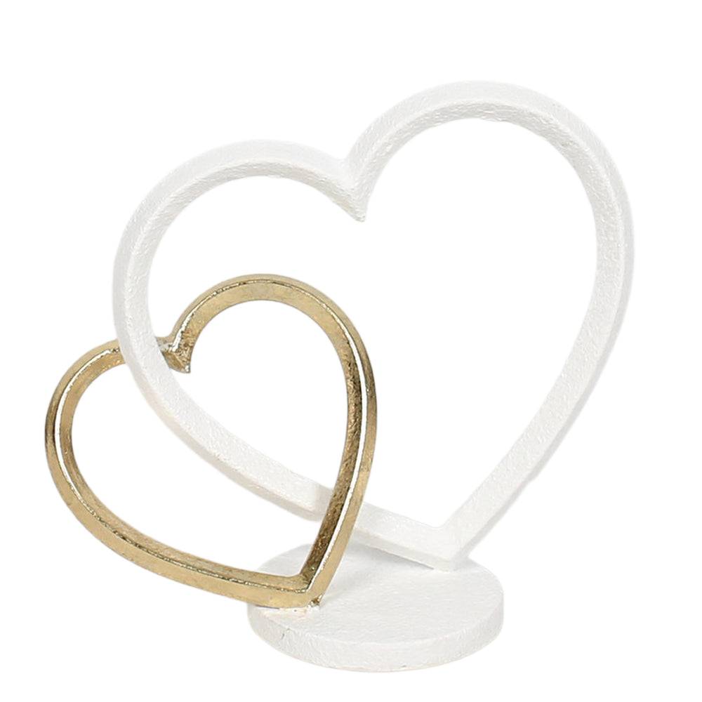 Intertwined hearts - White & gold