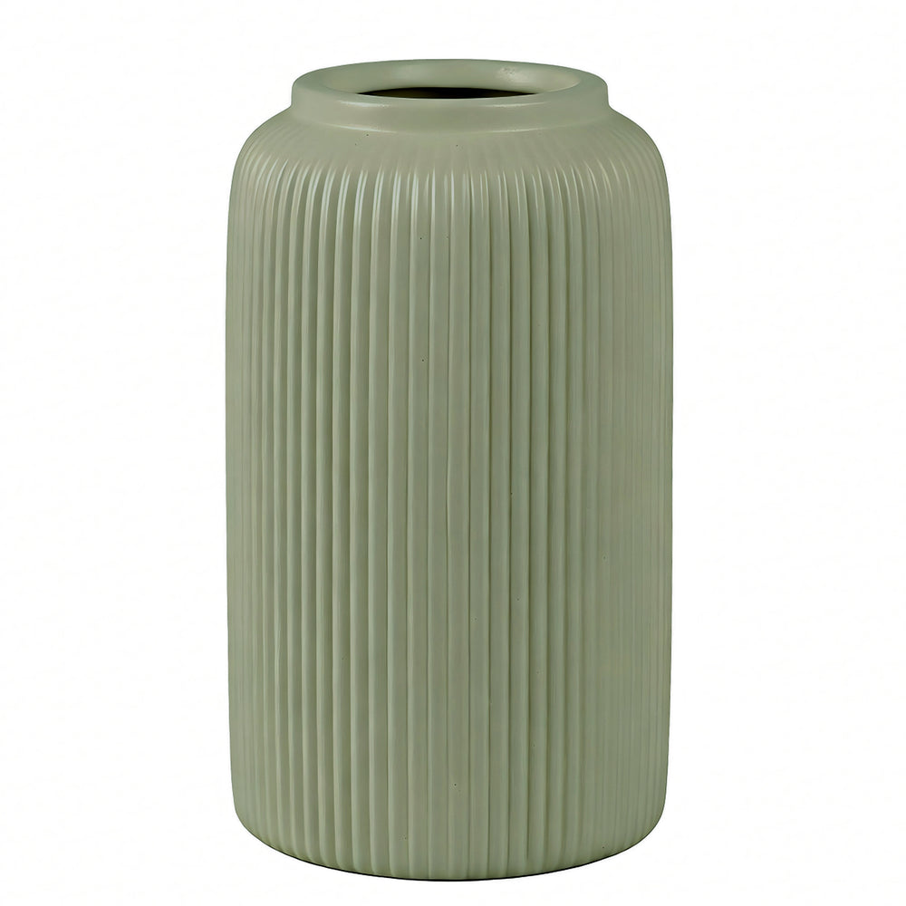 Large olive-colored vase - Ripple