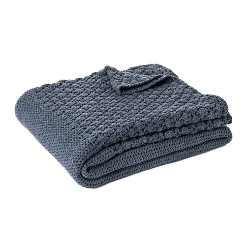 Jeté en chenille bleu - Basket