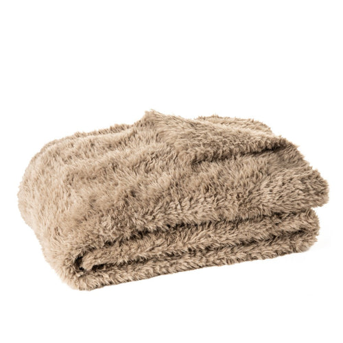 Jeté en fausse fourrure taupe - Beverly
