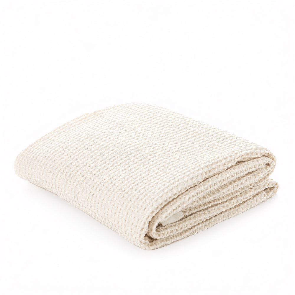 Waffle cotton throw - Creamy