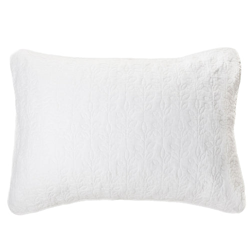 White quilted pillow cover - Foliage