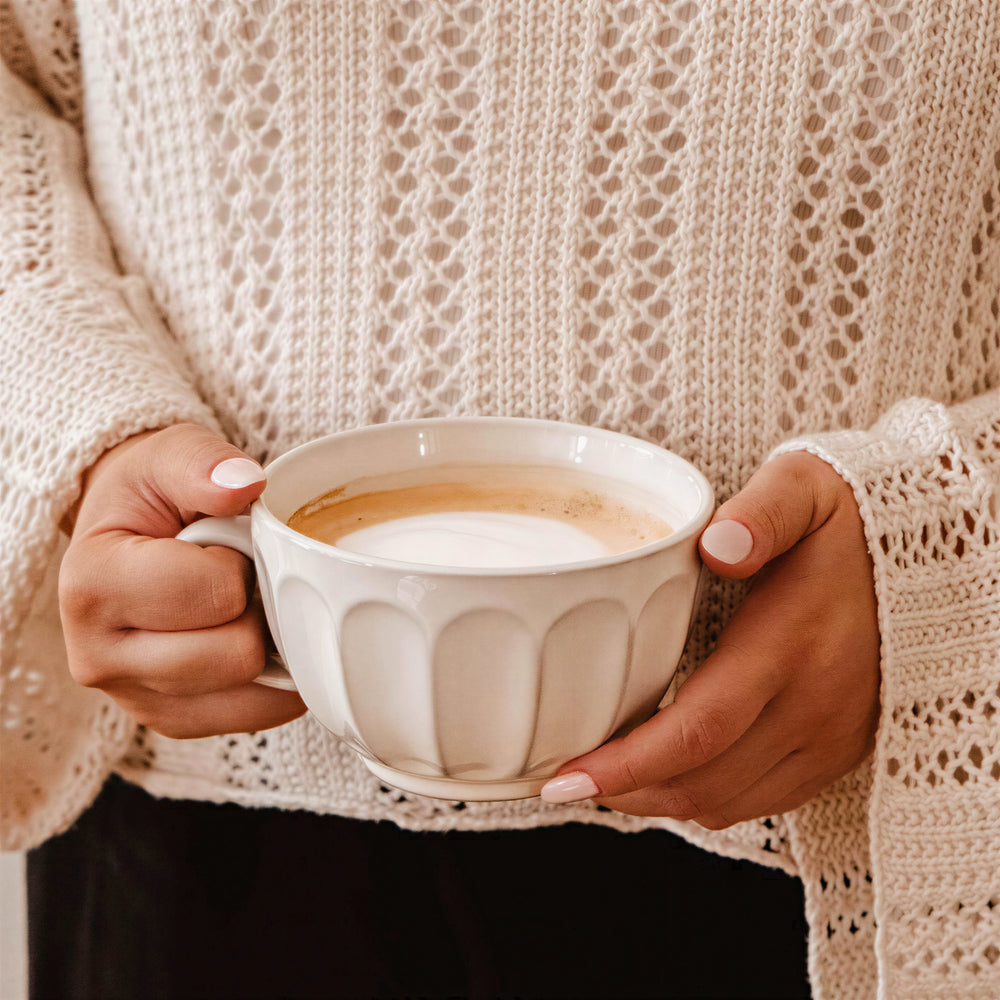 Grande tasse en céramique - Blanc vintage