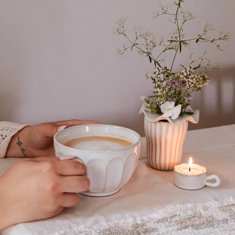 Grande tasse en céramique - Blanc vintage
