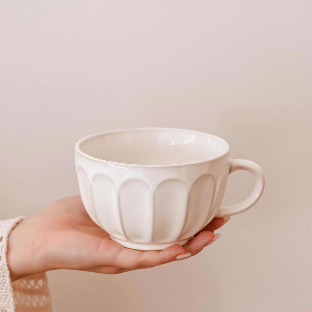 Grande tasse en céramique - Blanc vintage