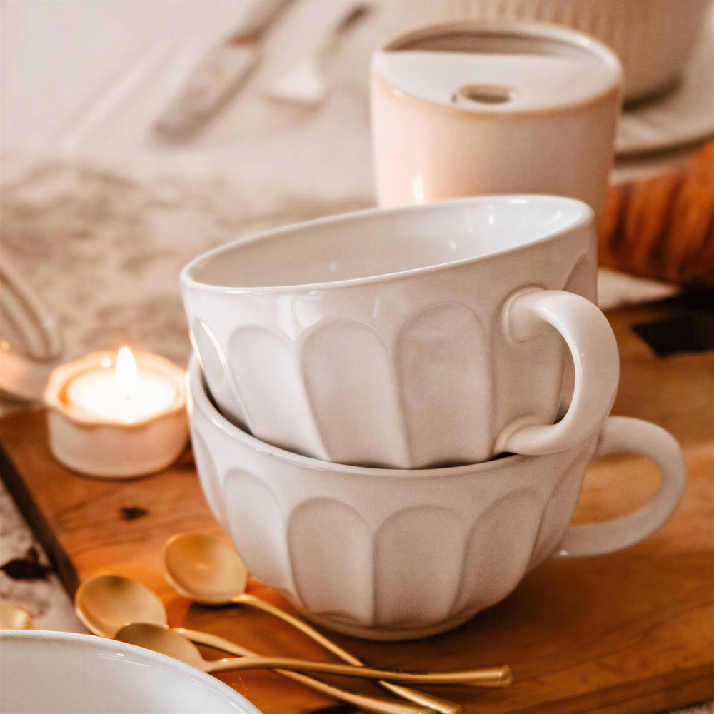 Grande tasse en céramique - Blanc vintage