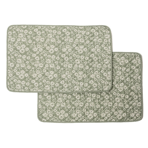 Ensemble de napperons verts fleuris - Maggie