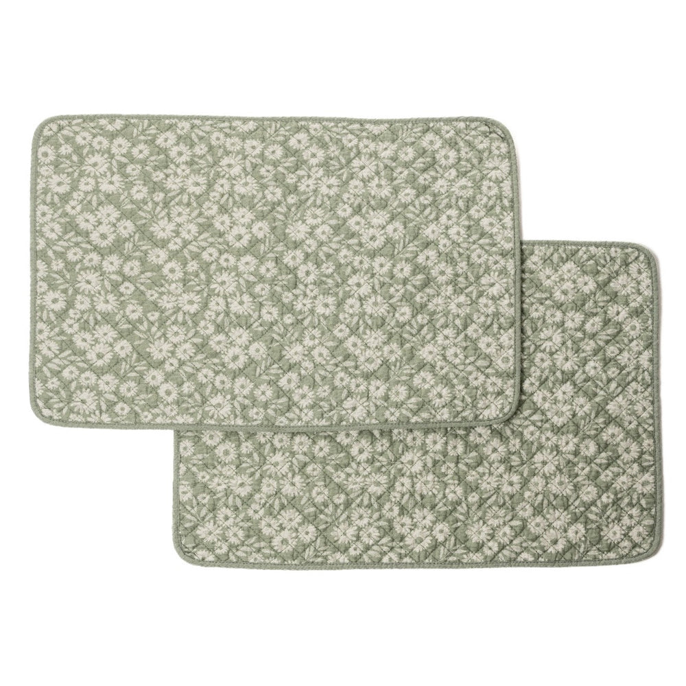 Ensemble de napperons verts fleuris - Maggie
