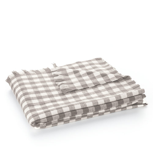 Jeté à carreaux taupe - Manos