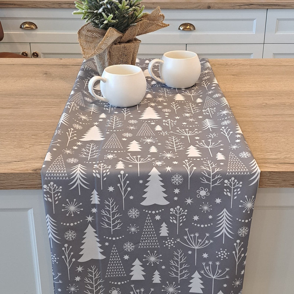 Printed gray tablecloth - Winter