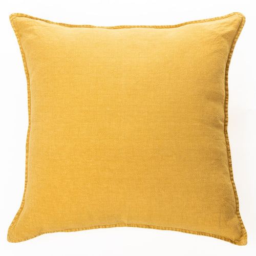 Coussin européen moutarde - Linen Stone Wash