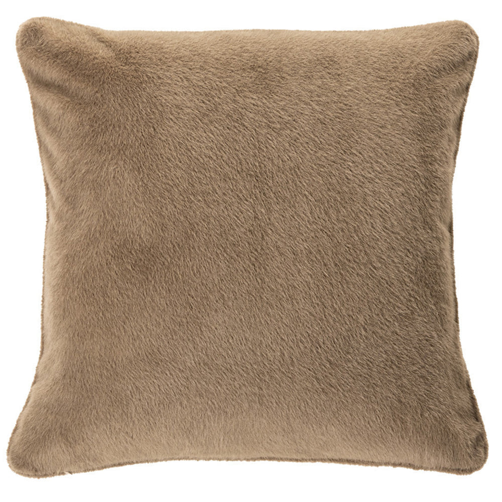 Taupe faux fur European cushion - Polux