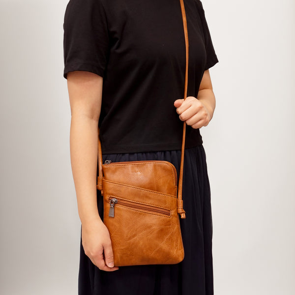 Brown leather crossbody outlet satchel