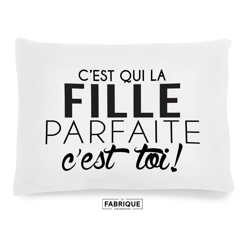 Coussin à texte paysage - Fille parfaite