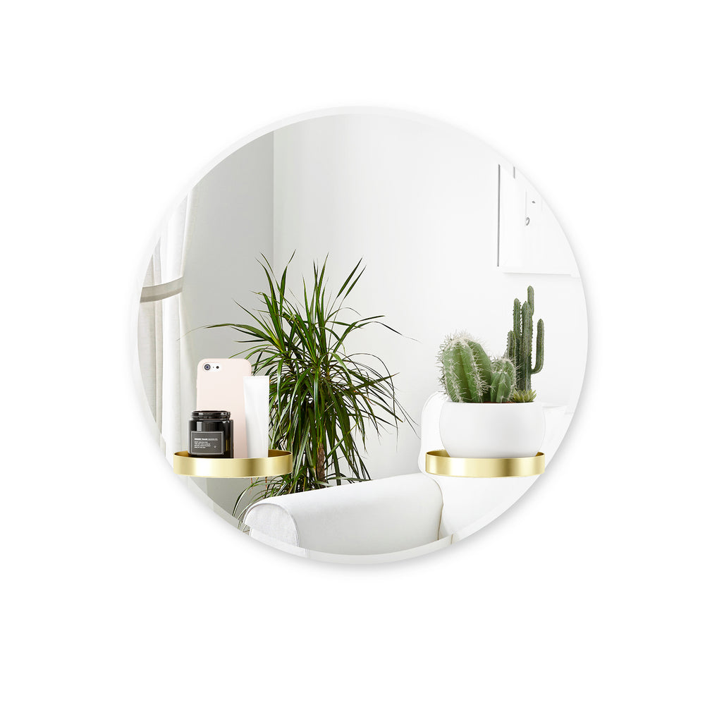 Miroir mural avec tablettes - Perch||Round mirror with shelves - Perch
