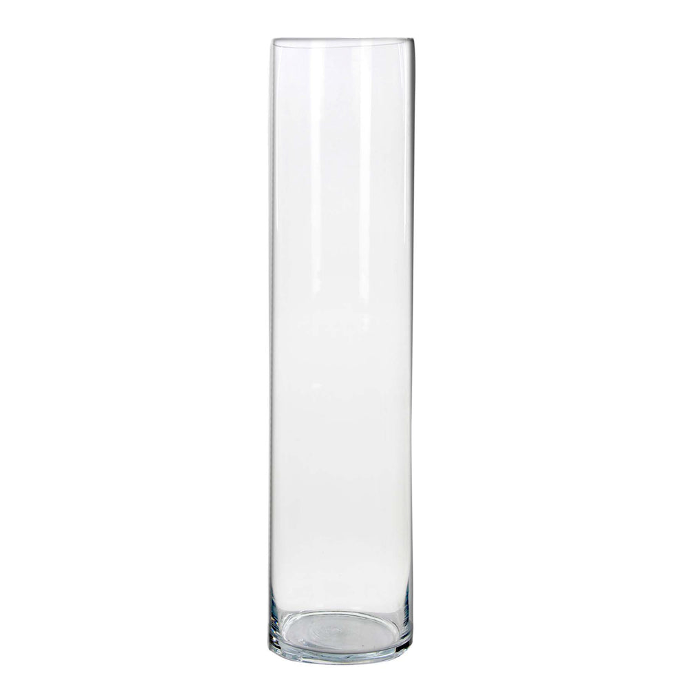 Vase cylindrique en verre clair - 24"