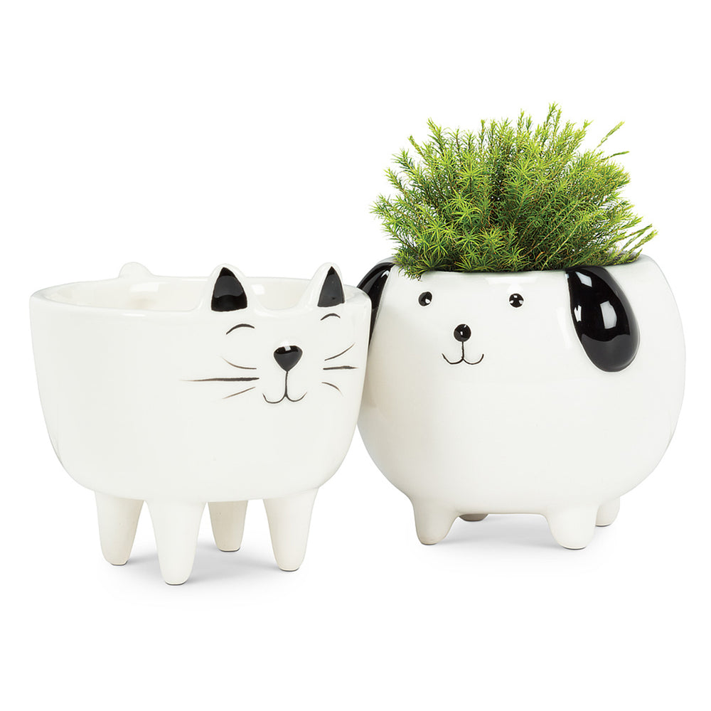 Pot en céramique sur pied - Chat||Standing ceramic pot - Cat