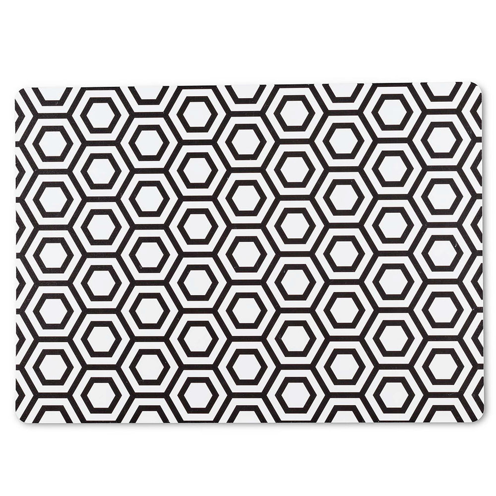 Napperon motifs hexagones et ronds - Noir et blanc||Hexagon and round placemat - Black and White