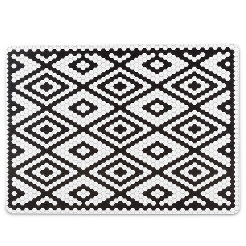 Napperon motif hexagone noir et blanc