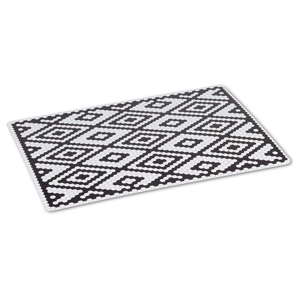 Napperon motifs hexagones - Noir et blanc||Hexagon placemat - Black and White