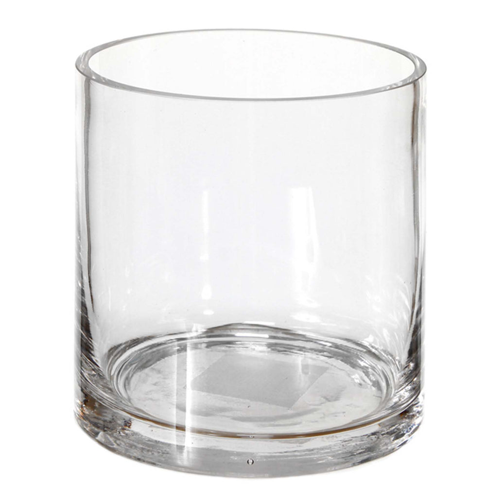 Vase cylindrique en verre clair.