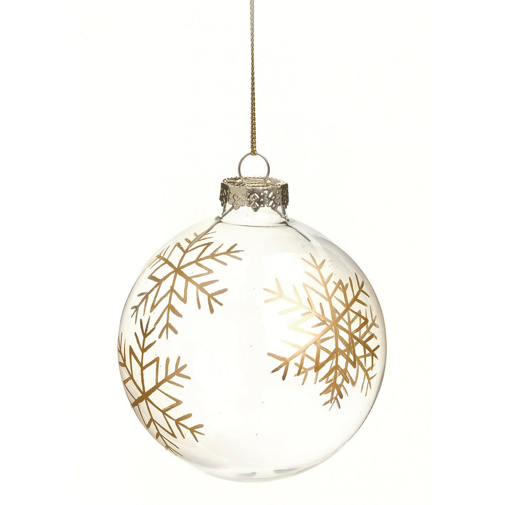 Boule de Noël claire - Flocons dorés||Clear Christmas bauble - Golden Flakes