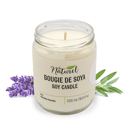 Chandelle de soya 500ml - Lavande et sauge||Soy candle 500ml - Lavender and sage