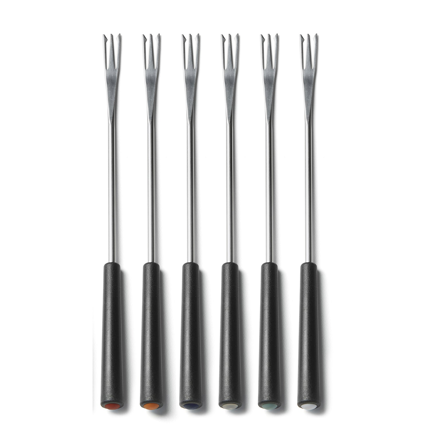 6 Fourchettes à Fondue Le Creuset 2 Dents, Boîte Bois, Fabrication France